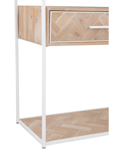 Console Zigzag 2 tiroirs Bois/Métal Naturel/BlancJ-Line