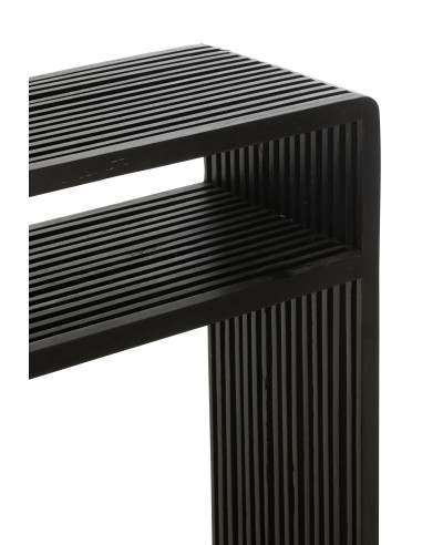 Ensemble de 2 consoles avec étagère en teck recyclé noirJ-Line