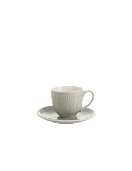 Tasse + Sous-verre Boho en céramique grisJ-Line Tasse + Sous-verre Boho en céramique grisJ-Line