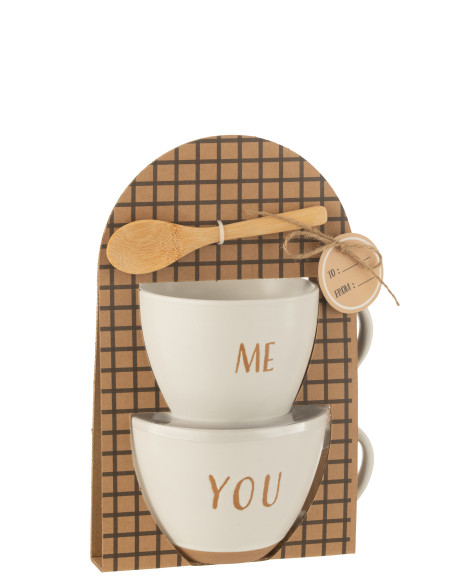 Boîte de 2 tasses en céramique blancheJ-Line Boîte de 2 tasses en céramique blancheJ-Line