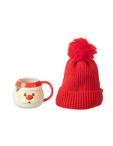 Tasse + Bonnet Père Noël dans une boîte cadeau en céramique assortieJ-Line