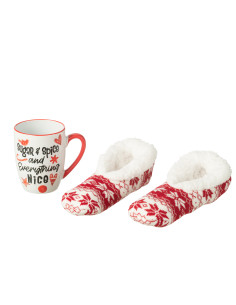 Tasse+Chaussettes Dans Boîte Cadeau Céramique RougeJ-Line 2