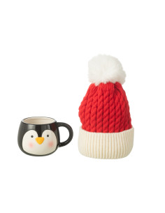 Tasse + Bonnet Pingouin dans une boîte cadeau en céramique assortieJ-Line 2