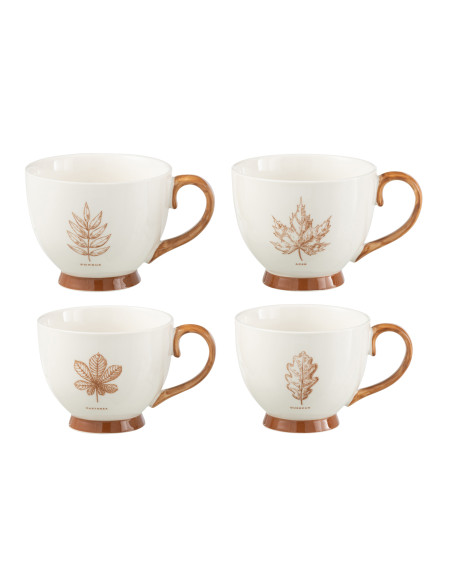 Boîte de 2 grands mugs feuille Windownbox en céramique marron assortiment de 2J-Line Boîte de 2 grands mugs feuille Windownbox en céramique marron assortiment de 2J-Line