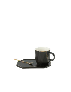 Tasse + Soucoupe + Cuillère Moments Céramique NoirJ-Line 2
