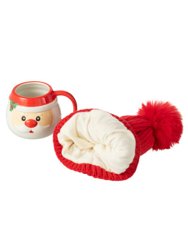 Tasse + Bonnet Père Noël dans une boîte cadeau en céramique assortieJ-Line