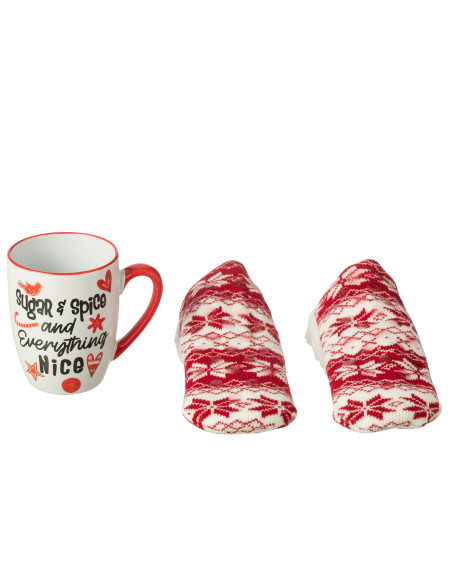 Tasse+Chaussettes Dans Boîte Cadeau Céramique RougeJ-Line
