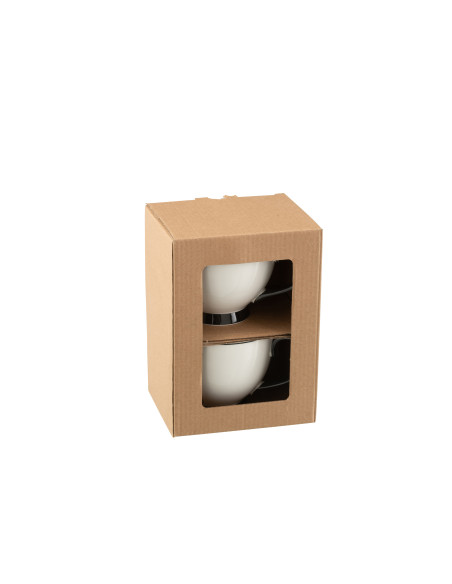 Boîte de 2 tasses géantes Windownbox en céramique noir/blancJ-Line