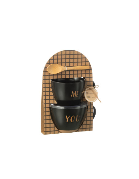 Boîte de 2 tasses en céramique noireJ-Line Boîte de 2 tasses en céramique noireJ-Line