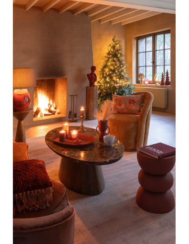 Boîte de 2 grands mugs feuille Windownbox en céramique marron assortiment de 2J-Line