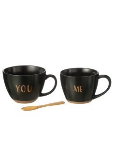 Boîte de 2 tasses en céramique noireJ-Line 2