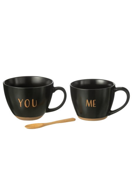 Boîte de 2 tasses en céramique noireJ-Line Boîte de 2 tasses en céramique noireJ-Line