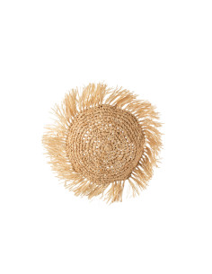 Coussin rond en raphia naturelJ-Line