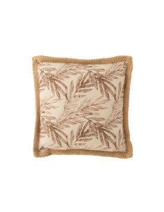 Coussin Feuille Polyester Beige/VioletJ-Line