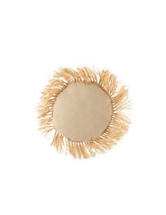 Coussin rond en raphia naturelJ-Line 2