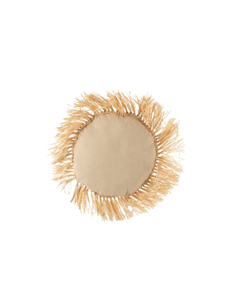 Coussin rond en raphia naturelJ-Line