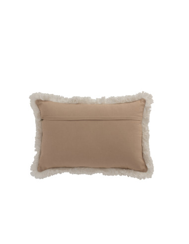 Coussin rectangulaire à motif de pièces en jute naturel/beigeJ-Line