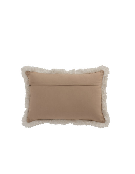 Coussin rectangulaire à motif de pièces en jute naturel/beigeJ-Line