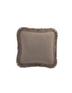 Frange de coussin carré en coton taupeJ-Line 2