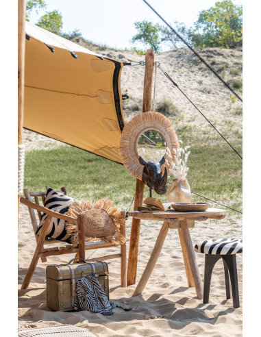 Coussin rond en raphia naturelJ-Line