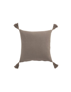 Fleur de coussin + pompons en coton taupeJ-Line 2