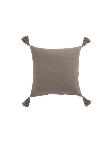 Fleur de coussin + pompons en coton taupeJ-Line
