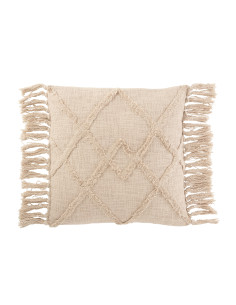Coussin carré en coton polyester crèmeJ-Line