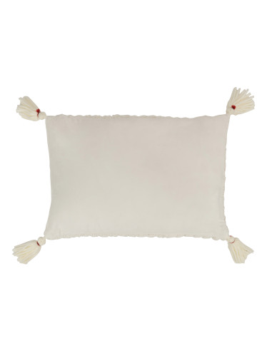 Coussin tricoté à pompon en acrylique blancJ-Line