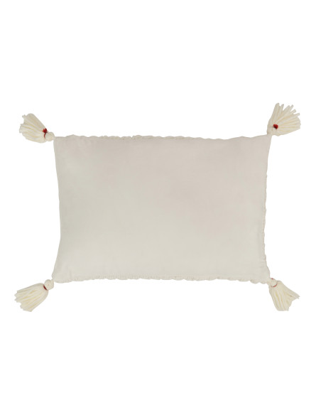 Coussin tricoté à pompon en acrylique blancJ-Line