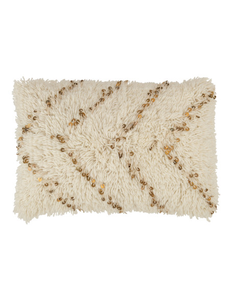 Coussin rectangle en coton perle blanc/orJ-Line Coussin rectangle en coton perle blanc/orJ-Line