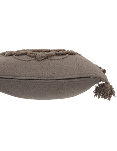 Fleur de coussin + pompons en coton taupeJ-Line