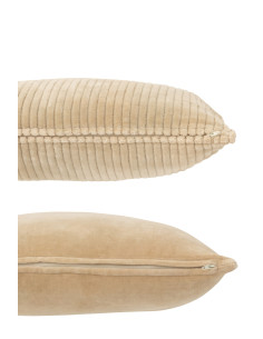 Coussin en velours carré en coton beige assorti de 2J-Line 2