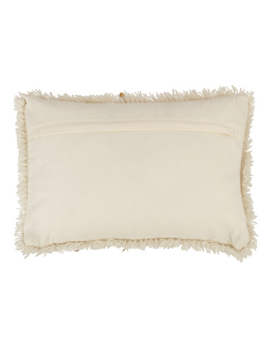 Coussin rectangle en coton perle blanc/orJ-Line