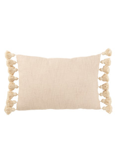 Coussin à pompon en coton pêche longJ-Line