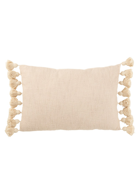 Coussin à pompon en coton pêche longJ-Line