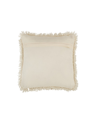 Coussin carré en coton perle blanc/orJ-Line