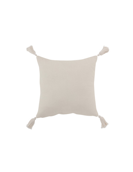 Fleur de coussin + Pompons en coton blancJ-Line