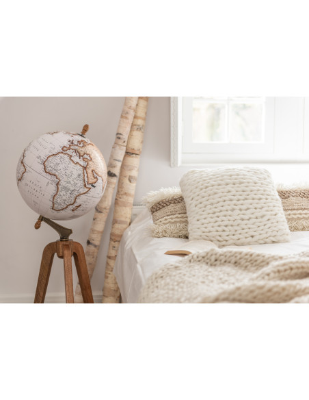 Coussin tricoté carré en acrylique blancJ-Line