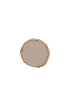 Coussin rond 1 côté en jonc/textile naturelJ-Line 2