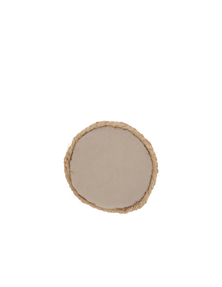 Coussin rond 1 côté en jonc/textile naturelJ-Line