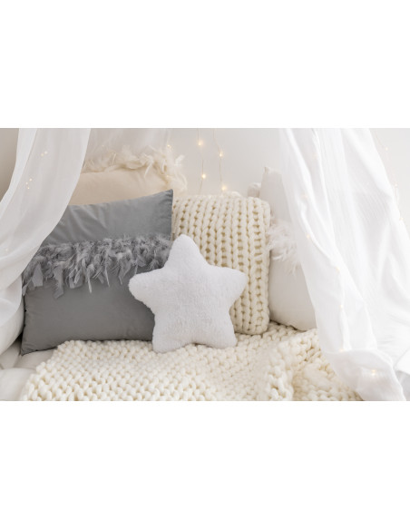 Coussin tricoté carré en acrylique blancJ-Line