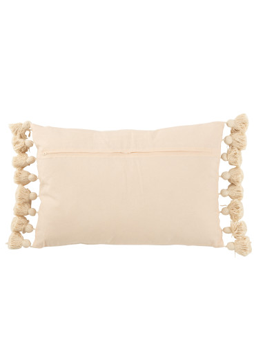 Coussin à pompon en coton pêche longJ-Line