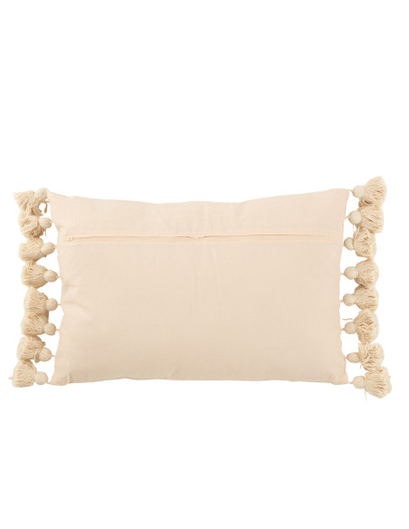 Coussin à pompon en coton pêche longJ-Line