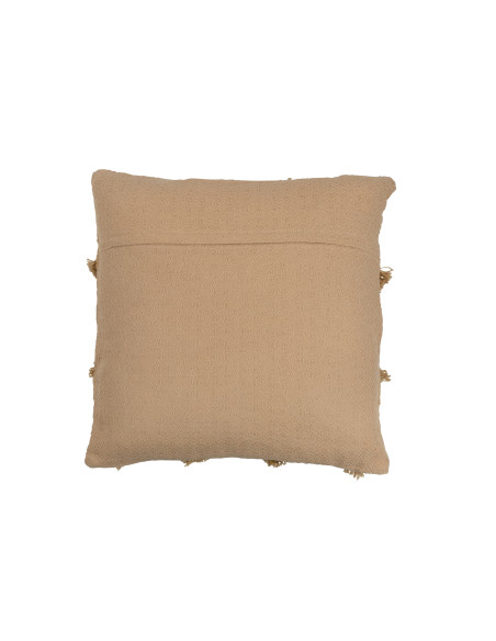 Coussin croix carré en polyester beigeJ-Line