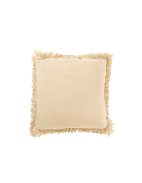 Frange de coussin en velours de coton beigeJ-Line
