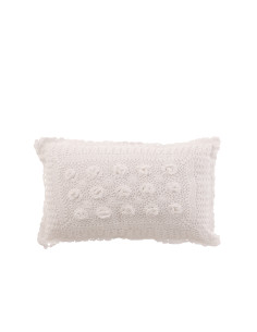 Coussin rectangle en dentelle en coton blancJ-Line
