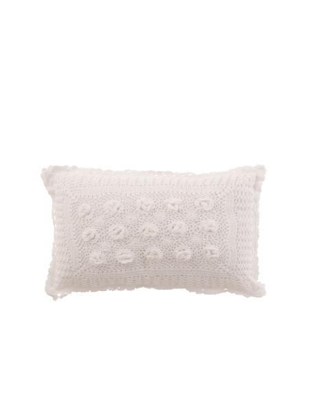 Coussin rectangle en dentelle en coton blancJ-Line