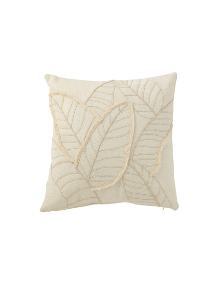 Coussin Feuille Textile BlancJ-Line