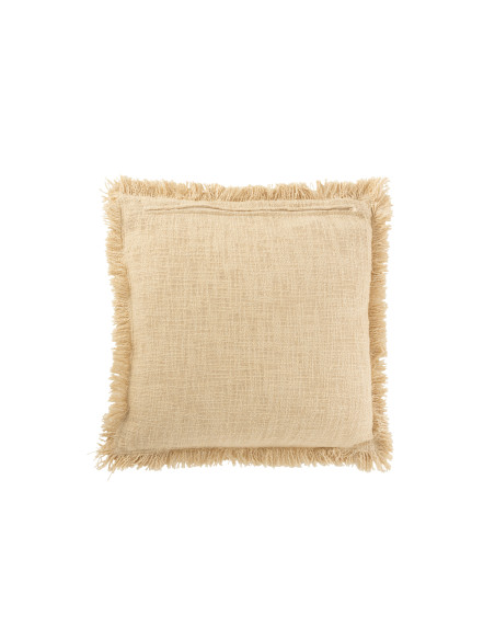 Frange de coussin en velours de coton beigeJ-Line