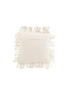 Coussin douillet en coton blanc cassé avec motif diamant.J-Line 2